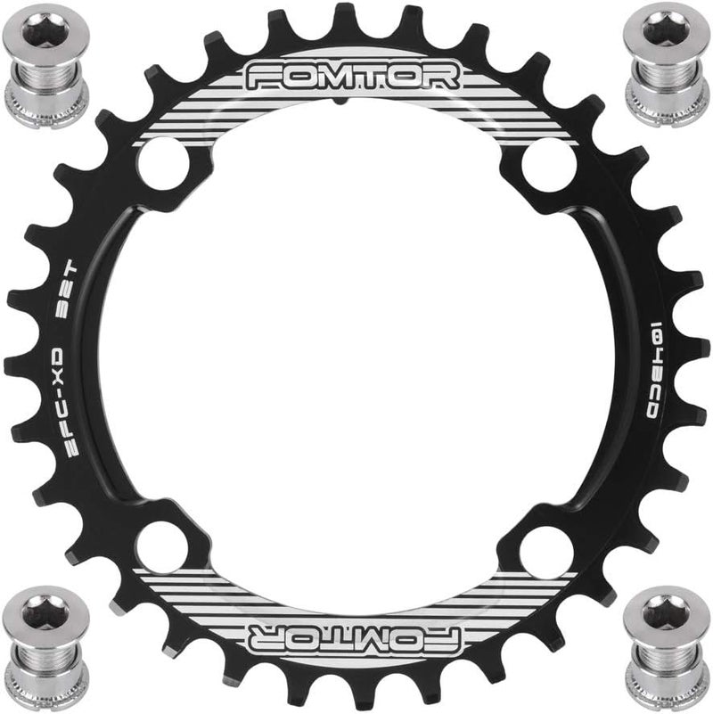 FOMTOR 104 BCD Chainring (30-52T) 7-12 Speed Compatible CNC 7075 Aluminum Narrow Wide Tooth Round Oval Chainrings for MTB/Road Bike Ebike Chainwheel Black/Red - Image 1